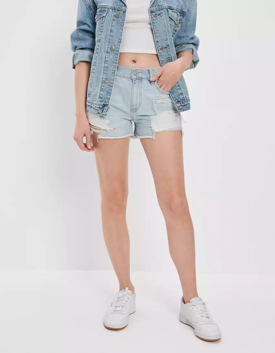 Shorts American Eagle AE Strigid Denim '90s Boyfriend Indigo Clair Femme | CUC-61718803